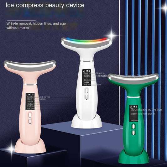 Micro-current skin rejuvenation lifting tightening neck instrument negative ion vibration heating desalination neck grain neck grain instrument source factory